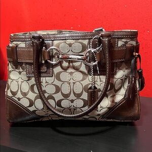 Coach Brown and Tan Signature Satchel